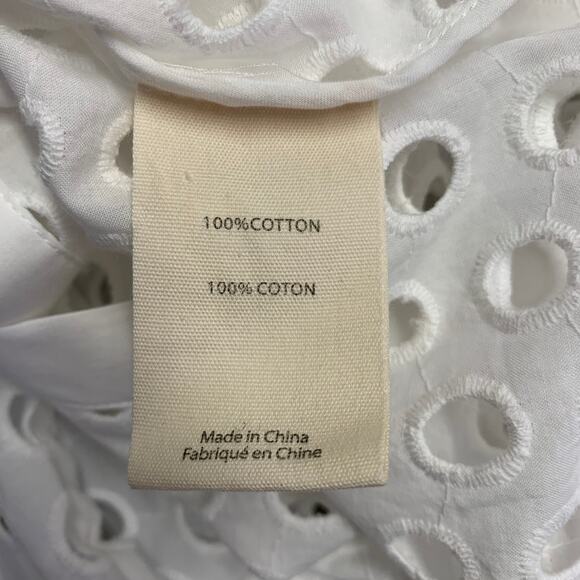 L'AGENCE Size L White Cotton Eyelet Button Up Shirt - Picture 6 of 7